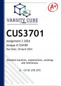  CUS3701 Assignment 2 (ANSWERS) 2024 - DISTINCTION GUARANTEED