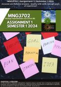ANSWERS MNG3702 Assignment 1 (Quality Answers) Semester 1 2024. Referencing and Reference List Included. Accurate and Reliable Answers - Quality with work through years of experience!