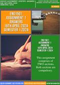ENG1501 Assignment 1 (Poetry) 2024 |ESSAY| 16th April 2024 ( Reliable and Detailed Answers, distinction Guaranteed)