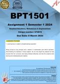 BPT1501 Assignment 1 (COMPLETE ANSWERS) Semester 1 2024 (672676) - DUE 8 March 2024