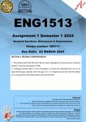 ENG1513 Assignment 1 (COMPLETE ANSWERS) Semester 1 2024 (585771) - DUE 25 March 2024