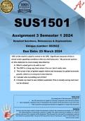 SUS1501 Assignment 3 (FORUM COMPLETE ANSWERS) Semester 1 2024 (602922) - DUE 25 March 2024 