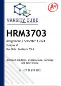 HRM3703 Assignment 2 (ANSWERS) Semester 1 2024 - DISTINCTION GUARANTEED