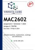MAC2602 Assignment 1 (DETAILED ANSWERS) Semester 1 2024  - DISTINCTION GUARANTEED