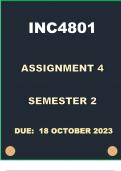 INC4801 Assignment 4 (COMPLETE ANSWERS) 2023 (820764) - DUE 18 October 2023