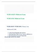 NURS 6541 Midterm Exam (Version 4)/ NURS 6541 peds Week 6 Midterm Exam, NURS 6541/ NURS 6541N-Primary Care Adolescnt & Child, Walden University.