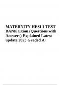 MATERNITY HESI 1 TEST BANK Exam (Questions with Answers) Explained Latest update 2023 Graded A+