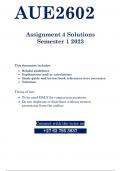 AUE2602 - ASSIGNMENT 4 SOLUTIONS (SEMESTER 01 - 2023)