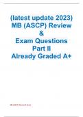 (latest update 2023) MB (ASCP) Review & Exam Questions Part II Already Graded A+