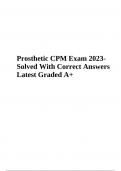Prosthetic CPM Exam 2023 (Questions With Correct Answers) Latest Rated A+