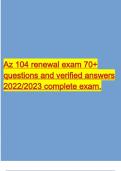 Az 104 renewal exam 70+ questions and verified answers 2022/2023 complete exam.