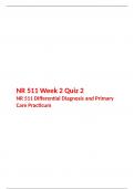 NR 511 Week 2 Quiz 2 (Version 3), NR 511 Differential Diagnosis and Primary Care Practicum, Chamberlain.