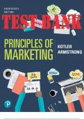 TEST BANK for Principles of Marketing 18th Edition by Philip Kotler and Gary Armstrong. Complete Chapters 1-20.