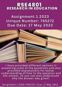 RSE4801 Solutions to Assignment 1  (745272) Due TODAY: 17 May 2023 (Get that Distinction) 