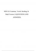 HESI A2 Grammar, Vocab, Reading, & Math Version 2 (QUESTIONS AND ANSWERS)
