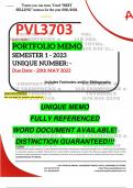 PVL3703 PORTFOLIO MEMO - MAY/JUNE 2023 - SEMESTER 1 - UNISA - (DETAILED ANSWERS - DISTINCTION GUARANTEED!)