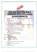 NSG 6420 MIDTERM QUIZ 3 VERSIONS WITH 100% correct answers graded A+