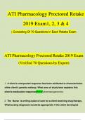 ATI Pharmacology 2019 Proctored Retake Exam 1, 2, 3 & 4| Consisting Of 70 Questions In Each Retake Exam