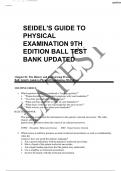 Seidel's Guide to Physical Examination 9th Edition Ball Test Bank / Ball: Seidel’s Guide to Physical Examination, 9th Edition, complete test bank; Questions with Correct Answers ( Well Deeply Explained)