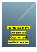 Pharmacology Pre-Assessment Question and verlified answers