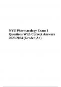 NYU Pharmacology Exam 1 Questions With Correct Answers 2023/2024 (Graded A+)