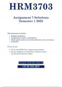 HRM3703 - ASSIGNMENT 7 SOLUTIONS (SEMESTER 01 - 2023)