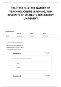 EDUC 510 QUIZ: THE NATURE OF TEACHING, ONLINE LEARNING, AND DIVERSITY OF STUDENTS 2023 LIBERTY UNIVERSITY 