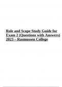 Role and Scope Final Exam 2 Questions with Answers 2023 & ROLE AND SCOPE Final EXAM 2 Questions with Answers 2023 Graded A+ Rasmussen College