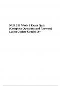 NUR 211 Week 6 Exam Final Quiz | Questions and Answers Latest Update Graded A+ 2023