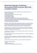 Restricted Operator Certificate - Aeronautical (ROC-A) Exam 2023 with complete solution