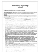 Personality Psychology, Larsen & Buss, summary english