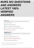 NURSING 503 QUESTIONS AND ANSWERS LATEST UPDATE WITH 100% CORRECT ANSWERS