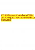 ATI RN Maternal Newborn EXAM 2019 70 QUESTIONS AND CORRECT ANSWERS.