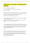 OSHA Basic Orientation Plus(spanish & english)| Questions With 100% Correct Answers | Verified
