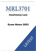 MRL3701 - Latest Exam Answers/Elaborations - 2023 (Oct/Nov) - Insolvency Law