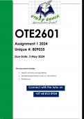 OTE2601 Assignment 1 (QUALITY ANSWERS) 2024 