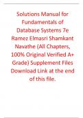 Fundamentals of Database Systems 7e Ramez Elmasri, Shamkant Navathe (Solution Manual)