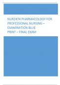 NUR2474 Pharmacology for Professional Nursing Final Examination Blue Print Questions and answers