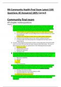 RN Community Health Final Exam Test Bank Latest (100 Questions All Answered 100% Correct ) 