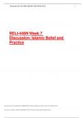 RELI-448N Week 7 Discussion: Islamic Belief and Practice - Discussion Graded An A