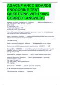 AGACNP ANCC BOARDS ENDOCRINE TEST QUESTIONS WITH 100% CORRECT ANSWERS