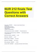 NUR 212 finals Test Questions with Correct Answers 