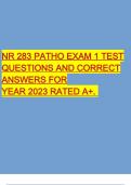 NR 283 PATHO EXAM 1 TEST QUESTIONS AND CORRECT ANSWERS FOR YEAR 2023 RATED A+.