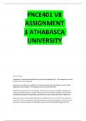 FNCE401 V8 ASSIGNMENT  3 ATHABASCA UNIVERSITY