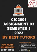 CIC2601 Assignment 3 2023 (ANSWERS)