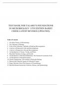 TEST BANK FOR TALARO’S FOUNDATIONS IN MICROBIOLOGY 11TH EDITION BARRYCHESS LATEST REVISED (UPDATED).