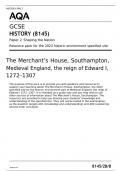 GCSE HISTORY (8145) Paper 2 Shaping the Nation Resource pack for the 2023 historic environment specified site( Southampton, Medieval England)