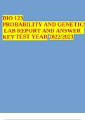 BIO 123 PROBABILITY AND GENETICS LAB REPORT AND ANSWER KEY TEST YEAR 2022/2023