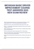 MICHIGAN BASIC DRIVER IMPROVEMENT COURSE TEST ANSWERS 2023 NEW EXAM REVIEW  