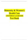 Maternity & Women's Health Care 12th Edition Lowdermilk  Test Bank